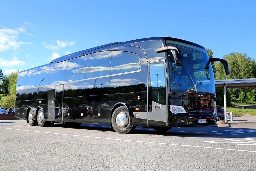 A view of a charter bus