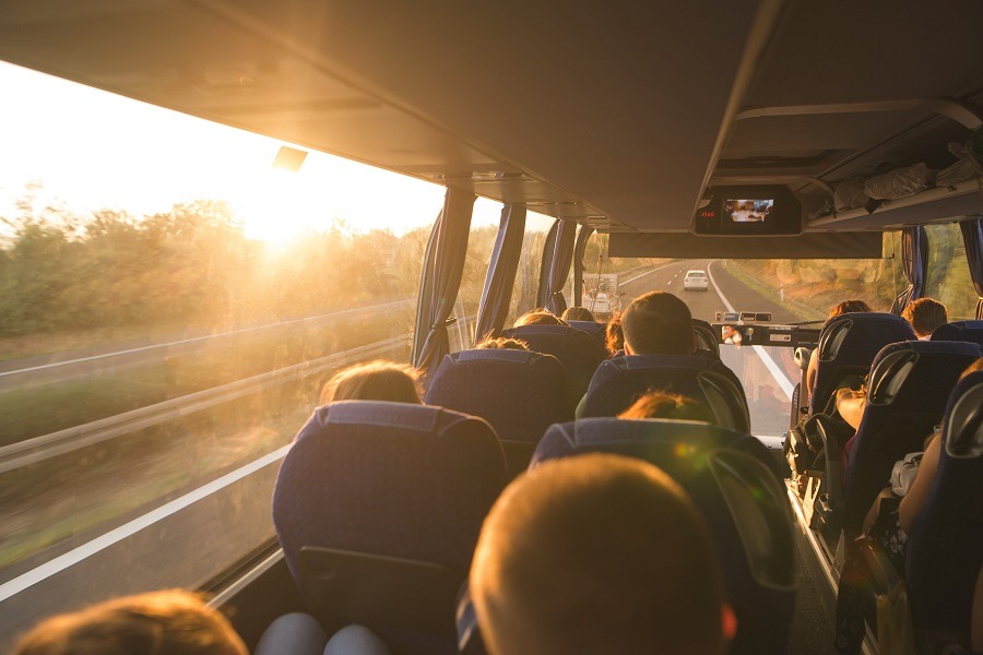 passengers in chartered bus
